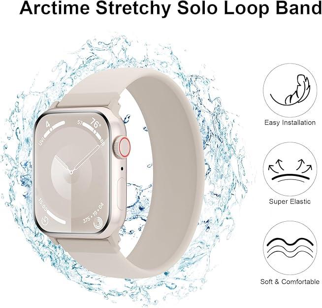 Silicone Solo Loop Bands Compatible with Watch Band 38mm 40mm 41mm 42mm 44mm 45mm 46mm 49mm, Sport Stretchy Strap Soft Replacement Wristband for iWatch Ultra/2 Series 10 9 8 SE 7 6 5 4 3 2 1