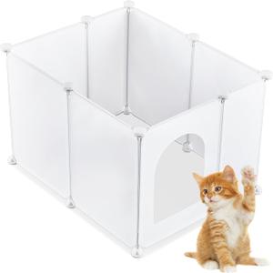 Marsui Large Cat Litter Box Enclosure Splash Guard DIY Litterbox Wall Shield Easy Clean Dog Privacy Screen Enclosure Light Weight Plastic Sheets for Most Litter Boxes (23.6 x 20 x 15.7 Inches)