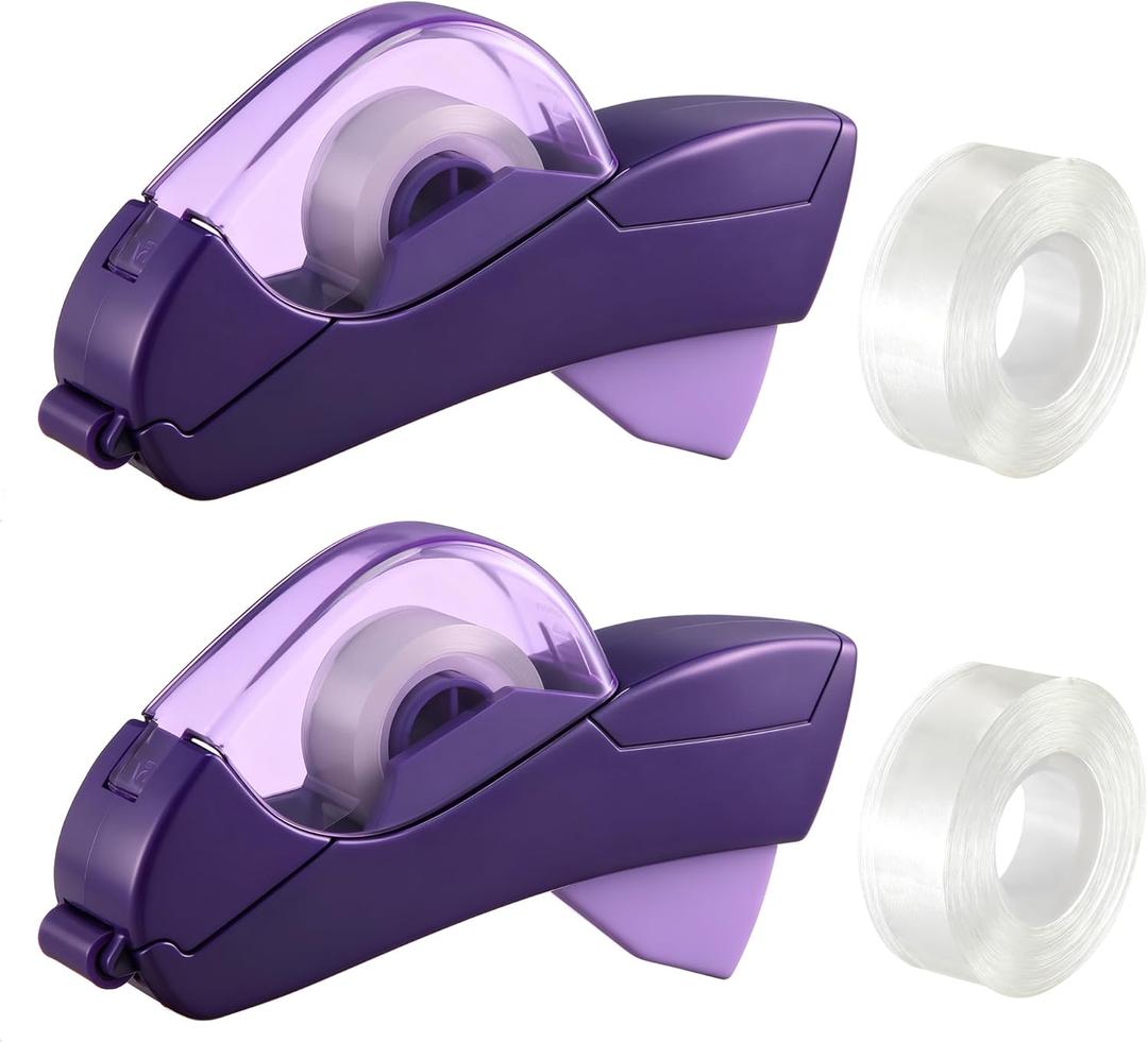 Saillong 2 Pack Automatic Tape Dispenser, All Inclusive Handheld Packaging Tape Dispenser Gun for Gift Wrapping, DIY Projects, Easy to Cut & Safe, Purple