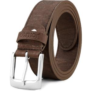 Corkor Men's Cork Belt  Vegan Leather  Black or Brown Belt for Men Casual Wear - Natural Friendly Non-Leather 1 3/8"