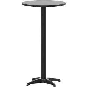 Flash Furniture Mellie 23.25" Round Aluminum Indoor-Outdoor Bar Height Table with Flip-Up Table, Black