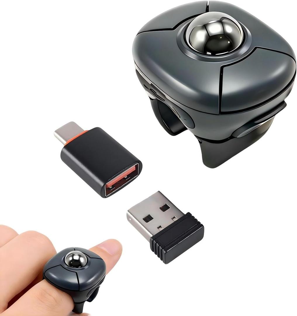 Elec Space Wireless Ring Mouse - Creative Air Finger Trackball for Tablets & Phones, Bluetooth & 2.4G Connectivity, Ideal for Video Streaming, Remote Photography, and Music Control