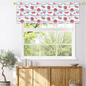 Fanghui Watermelon Rod Pocket 1 Panel Summer Curtains Rod Pocket Valances Wave Stripe Blackout Drapes Window Valance Sakura 54x18 in Cute Kitchen Curtains Bathroom Bedroom Living Room Decor