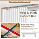 Window Shades No Drill, Include Adhesive Track (White, 1 Panel, W42 x L60 inch) for Bedroom, Living Room, Kitchen, Bathroom, Home Office