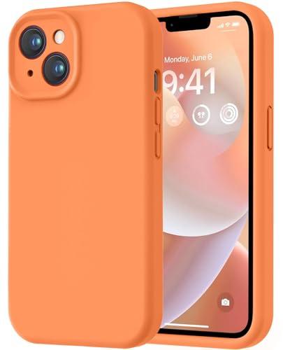 LOVE 3000 Designed for iPhone 14 Case, Premium Silicone with [Soft Anti-Scratch Microfiber Lining] Shockproof Protective Phone Case for Men Women Girls 6.1", Bright Orange