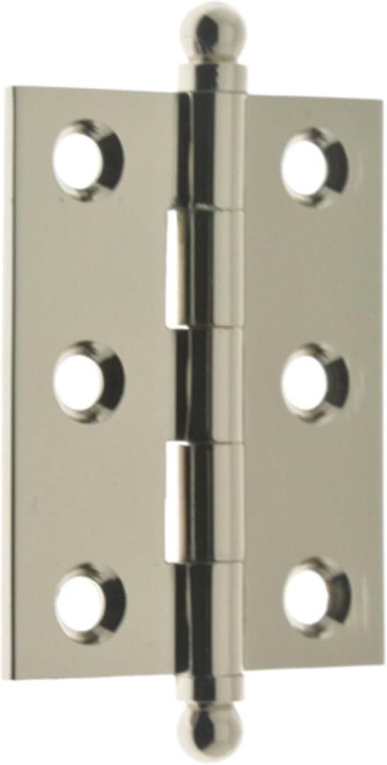 idh by St. Simons 82015-014 Professional Grade Quality Genuine Solid Brass Cabinet Hinges, Bright Nickel, 2 x 1-1/2-Inch, Pair