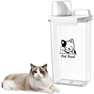Cat Food Container 2.5L Clear Plastic Cat Food Storage 3 lbs Cat Food Portable Container with Pour Spout/Measuring Cup, Airtight Pet Food Dispenser Ideal for Travel, Camping, Picnic-BPA Free