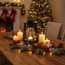 Hortsun 6 Pcs 12 Inch Vintage LED Hurricane Lantern Metal Black Outdoor Battery Operated Hanging Lantern with Warm LEDs and Dimmer Switch for Indoor Rustic Farmhouse Country Camping Decor