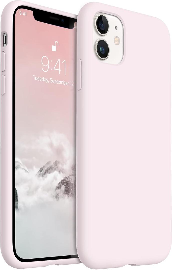 AOTESIER Shockproof Designed for iPhone 11 Phone Case, Premium [Food Grade Silicone] with Anti-Scratch Protective Lining, Full Body Drop Protection Phone Case for iPhone 11, 6.1 inch, Chalk Pink