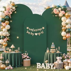 Hunter Green Arch Cover 3 Set - 6FT, 6.6FT, 7.2FT Hunter Green Arch Backdrop Cover Spandex Wedding Arch Stand Covers for Birthday Party Baby Shower Wedding Bridal Shower Photo Background Decorations
