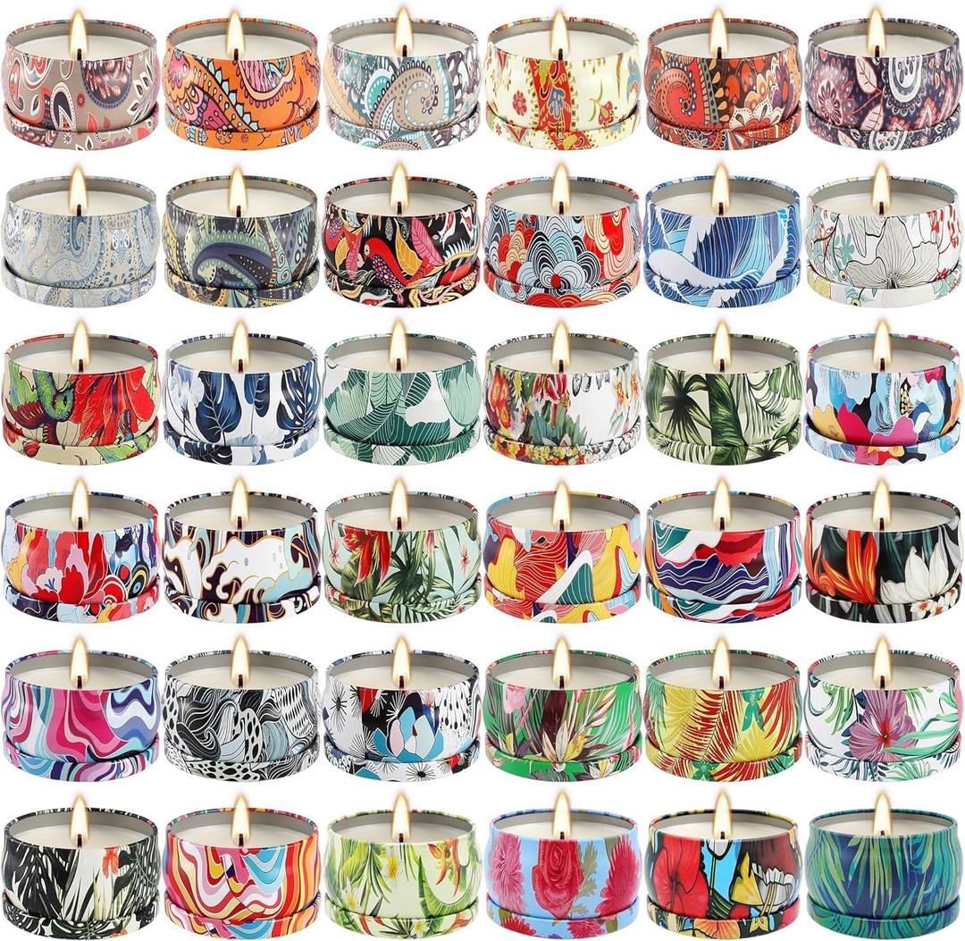 Set 36Pack Scented Candles Gifts Soy Wax Travel Tin Jar Candles for Home 2.5 OZ jar Candles for Mom, Birthday, Thanksgiving, Mother's Day,Aromatherapy,Valentine's Day Gifts