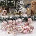 Christmas Balls Ornaments -36pcs Shatterproof Christmas Tree Decorations with Hanging Loop for Xmas Tree Wedding Holiday Party Home Decor,6 Styles in 3 Sizes(Rose Gold)