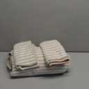 Striped Duvet Cover Queen Beige Washed Microfiber Jacquard 3 Pieces Bedding Set, White Beige Vertical Ticking Stripes Pattern Comforter Cover with Zipper Closure Breathable Durable Soft Comfy