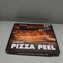 Pizza Peel Aluminum Pizza Spatula, Mooues 12 inch Metal Pizza Paddle(12"x 14")with Rocker Cutter Foldable Wood Handle, [Storage bag included], for Family Pizza Oven Baking Pizza, Dough, Bread & Pastry