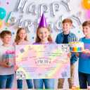 4 x Jumbo 10th Birthday Card for Girls Iridescent Out Single Digits Giant Guest Book Double Digits Large Birthday Card Gifts Decor Extra Big Greeting Card Oversized 10th Happy Birthday Card Party Supplies