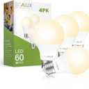 Sigalux LED Light Bulbs 60 Watt Equivalent A19 Standard Light Bulbs 2700K Warm, Non-Dimmable Energy Efficient 9.5W LED Soft White Bulb with E26 Medium Base, 800 Lumens, UL Listed, 4 Packs