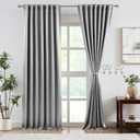 Bujasso Jacquard Grey Blackout Curtains 90% Room Darkening Rod Pocket Back Tab Window Panels for Bedroom Living Room Thermal Insulated Luxury Gray Drapes 84 inch with Tiebacks 54" Wx84 Lx2 (54"W x 84"L (Pack of 2), Light Grey)