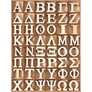 240 Pieces 1 Inch Unfinished Wood Greek Letters with Storage Tray Bold Font Small Wooden Alphabet Letters for Crafts Mini Blank Wood Greek Alphabets for Wedding Home Wall Decor DIY Homemade Crafts
