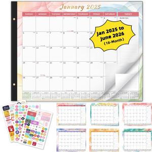 Ospelelf Desk Calendar 2025-2026 Large 22'' x 17'' Calendar 2025 Monthly Desktop Calendar, 18 Month Calendar, Use Jan 2025 - June 2026 (Multicolor((Jan.2025 - June.2026))