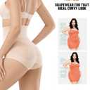 KLVEE Shapewear Tummy Control Underwear High Waisted Girdle Body Shaper Butt Lifting Panties Spanks for Women (Beige, M)