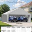VEVOR Carport Replacement Canopy Cover, 20 x 20 ft Potable Garage Tent Top Tarp with Sidewalls, UV-Resistant & Waterproof, Heavy Duty Car Shelter Tarp with Ball Buggies, Grey, Frame Not Included