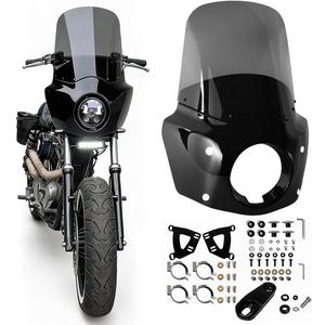 Motorcycle Fairing 5.75" Headlight Fairing with 15" Motorcycle Windshield 39mm Mounting Hardware for Harley Sportster 1100 1200 Iron 883(Smoke)