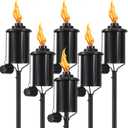 6 Pack Metal Citronella Torches, Torches Garden for Outside 60 inch Flickering Flame Citronella Outdoor Light Torch,Metal Torches for Outside, Camping Patio Pathway Table Torch(Jet Black)