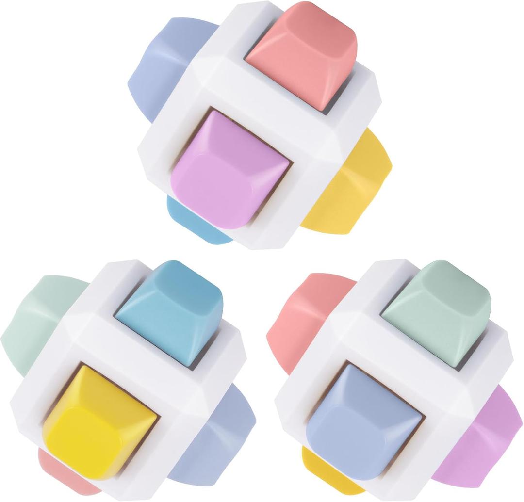 Keyboard Fidget Toys Adults 3PCS 6-in-1 Fidget Keyboard Clicker Cube Sensory Toys for Anxiety Stress Relief (6 Polytope, 3 PCS)