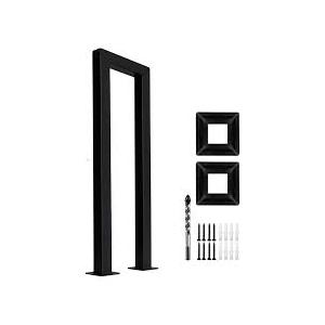 JuneFanwei 2FT Black Sturdy Non-Slip U-Shaped Safety Guardrail, Equipped with Decorative Cover, Retro Industrial Iron Handrail, Stylish & Safe Grab Bars, for Indoor and Outdoor Steps