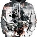 Hoodies Men Skull 3D Graphic Print Sweatshirts Pullover Tops with Pocket (XXL)