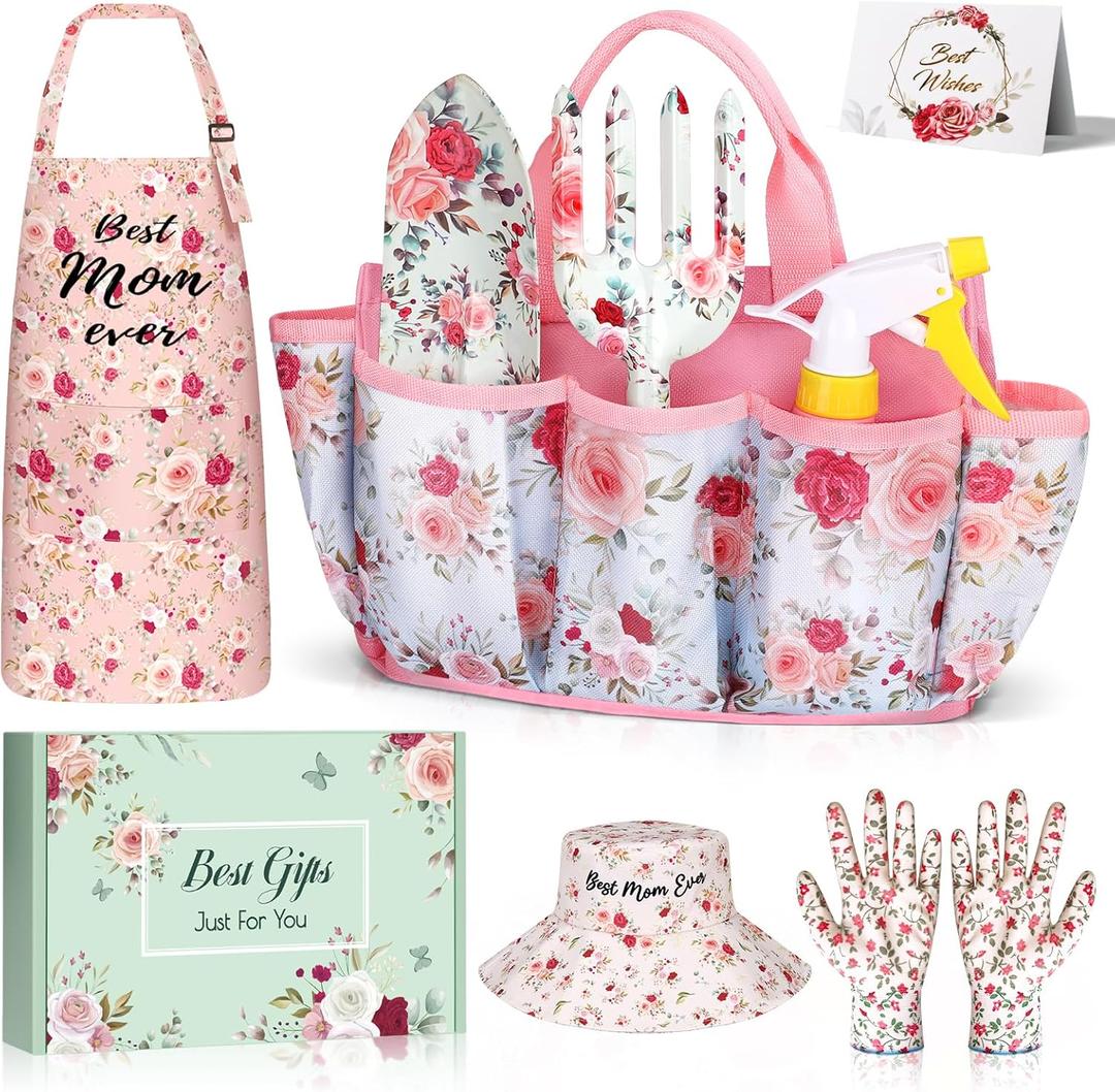 Linkax Birthday Gifts for Mom Mothers Wife Daughter, 9-Piece Garden Tools Set Gifts for Adults Women, Spring Gardening Birthday Present for Her Wife Mama Friends Sister Ladies Plant Lovers