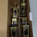 Mini Lantern with Flickering LED Candles Set of 6, Hewory Gold Vintage Decorative Hanging Candle Lanterns for Halloween, Christmas, Wedding Decorations, Party, Table Centerpiece, Battery Included