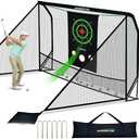 Golf Practice Hitting Net for Driving Real Balls - 10x7ft Heavy Duty Golf Nets for Backyard with Hitting Target Indoor & Outdoor Driving Range Practice, Portable with Carry Bag