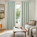 BGment Light Sage Green Linen Blackout Curtains for Bedroom 84 Inch Length, Thermal Insulated Drapes Rod Pocket Room Darkening for Living Room Privacy, 2 Panels Set, Each 52 Inch Wide