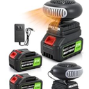 GSQQTE Battery Powered Heater Cordless, Portable Heater Car Window Defroster with Two 3000mAh Rechargeable Battery Operated Heaters with Anti Tilt Design for Indoors/Cars/Camping (60 Minutes Life)