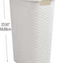 Mind Reader Slim Laundry Hamper with Lid, 40L Clothes Basket, Narrow Tapered Design with Ventilated Cutout Pattern, Plastic, Set of 2, White