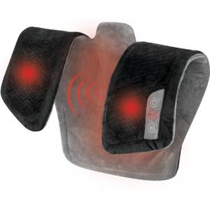 HoMedics Heating Pad, Duel Intensity Vibrating Heated Neck & Shoulder Massage Wrap to Aid & Rejuvenate Sore and Tired Muscles, Black