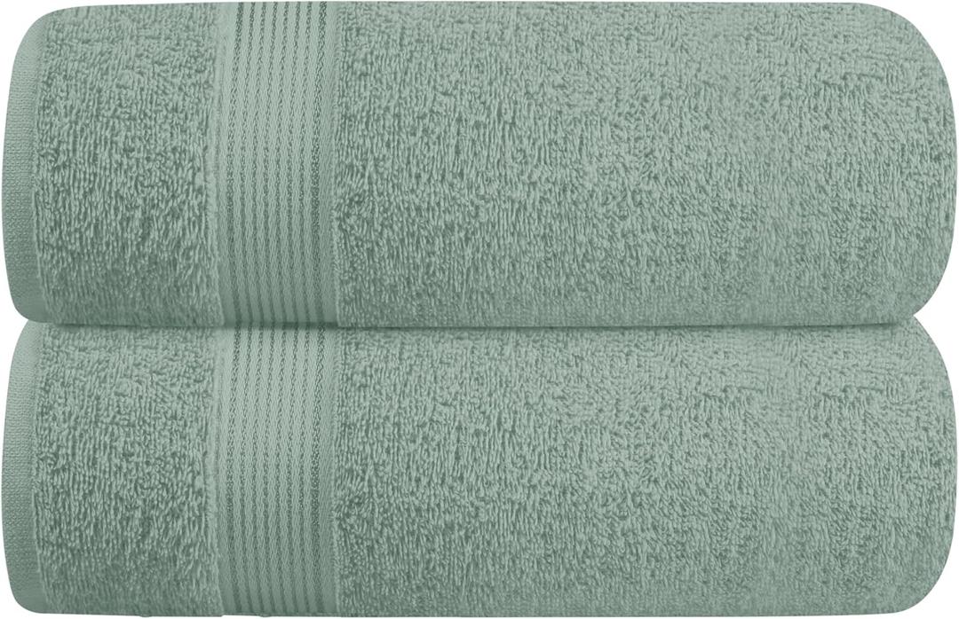 Elvana Home Cotton 2 Pack Oversized Bath Towel Set 28x55 inches, Large Bath Towels, Ultra Absorbant Compact Quickdry & Lightweight Towel, Ideal for Gym Travel Camp Pool - Jade