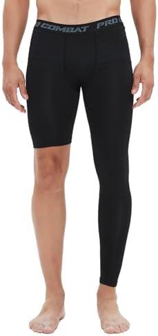Men's Basketball Single Leg Tight Sports Pants 1/2 One Leg Compression Pants Athletic Base Layer Underwear, XS