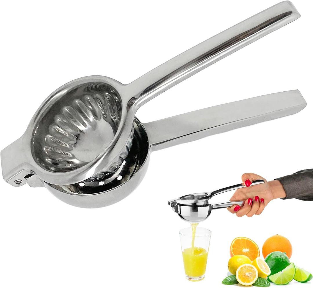 Brigii Lemon Squeezer Juicer for Lime and Lemon, Heavy-Duty 304 Stainless Steel, High Juice Yield Manual Juicer, Ergonomic Handle, Dishwasher Safe