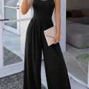 PRETTYGARDEN Jumpsuits for Women Summer 2026 Sleeveless Wide Leg Date Night Rompers Beach Vacation Cruise One Piece Outfits (Black, XL)