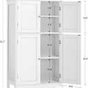 TEENFON Bathroom Floor Storage Cabinet, Freestanding Bathroom Storage Unit with 2 Adjustable Shelves & 4 Doors, White, 11.8"D x 23.6"W x 42.7"H