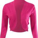 Allsense Womens Bolero Shrug for Dresses, 3/4 Sleeve Open Front Cropped Cardigan Sweater, Lightweight Knit Formal Cover Up XL