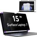 Privacy Screen for 15 Inch Surface Laptop 7, MagicSuction Removable Anti Spy Black Protector, Glare Blue Light Filter for Microsoft Laptop Computer Monitor