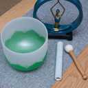 8" White Lotus Design F Note 432 hz Quartz Crystal Singing Bowl with Heavy Duty Carrying Case Suede Striker