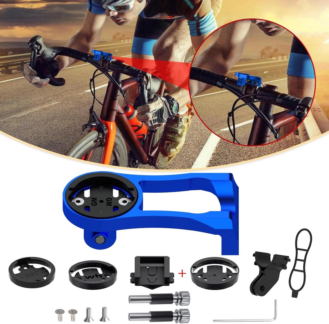 Cycling Computer Mount - Versatile Out Front GPS Mount for Wahoo, Garmin, Bryton, Cateye - Compatible with 1.26''/32mm Handlebars - Ideal for Mountain Bikes and More (Blue)