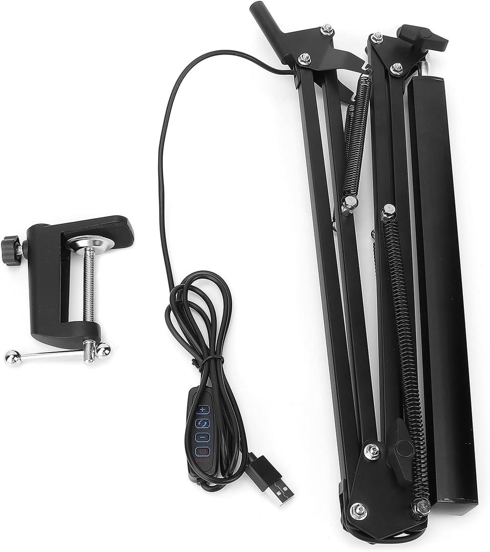 Swing Arm Desk Lamp with Clamp, Eye Caring LED Desk, 10 Dimming 3 Color Modes, Lamp for Reading, Work, Nail Art, 120 Wide Angle Illumination