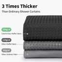 Colorful Star Small Stall Waffle Weave Shower Curtains, 256GSM Heavy Duty Shower Curtain with Snap in Fabric Liner, Hotel Style No Hook Waterproof Bathroom Curtain Set, 36 x 75 Inch, Black