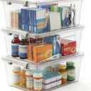 WYT 8-Quart Clear Plastic Storage Bins with Lids & Secure Latches, 3-Pack Organizer Container Box with Latch Buckles for Home, Kitchen, Closet, Garage
