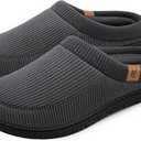VeraCosy Men's Two-Tone Memory Foam House Slippers Indoor Outdoor Durable Rubber Sole 10